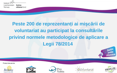 Peste 200 de reprezentanți ai mișcării de voluntariat au participat la consultările privind normele metodologice de aplicare a Legii 78/2014